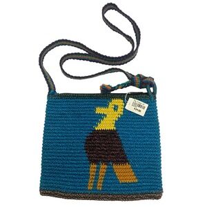 Y2K Crochet Blue Yellow Bird Sling Body Bag